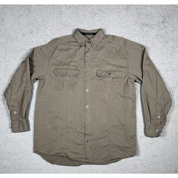 Harley Davidson Button Down Shirt Mens Large Embroidered Bald Eagle Pockets - Picture 2 of 15
